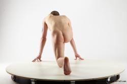 Nude Man White Kneeling poses - ALL Slim Short Brown Kneeling poses - on one knee Realistic